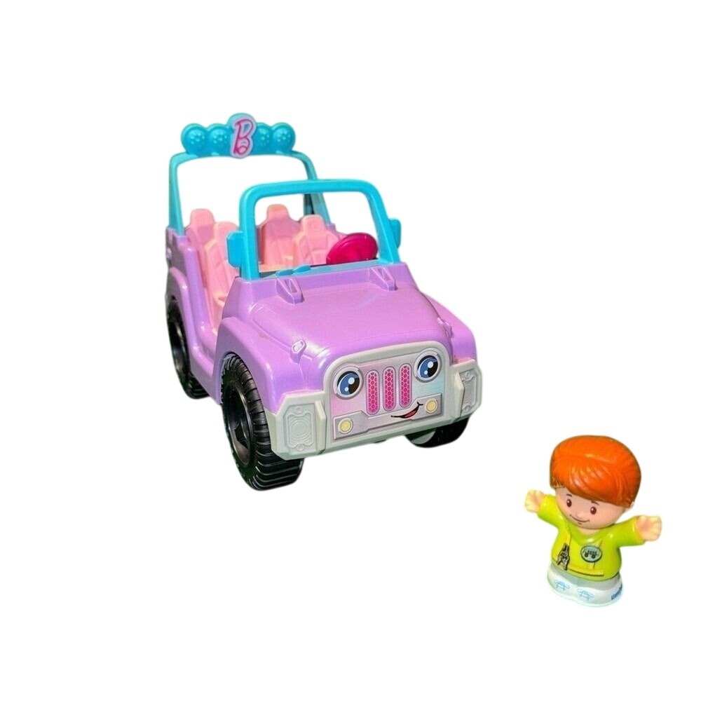Fisher Price Little People Barbie Beach Cruiser Toy Car‎ Purple Jeep and Figure